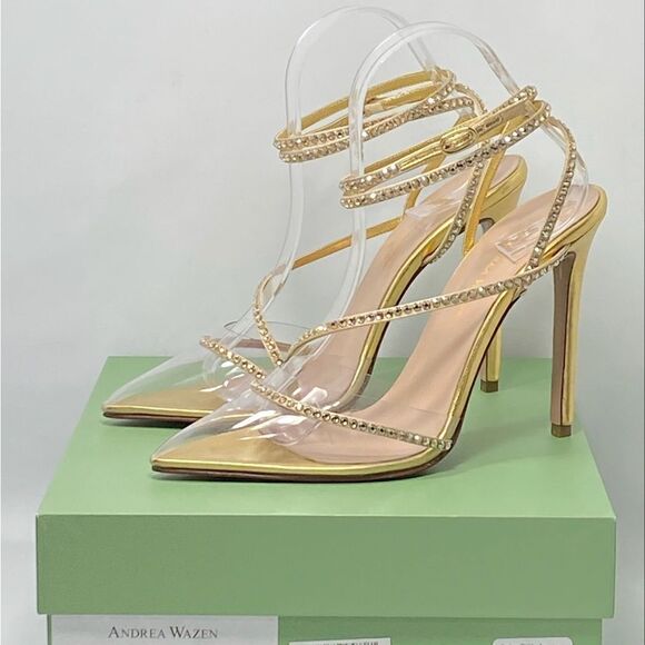 Andrea Wazen Leather & Crystal Pumps size 39.5 - Picture 11 of 13